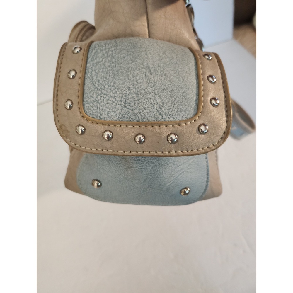 Cowgirl Trendy Western Cowboy Boot Rhinestone Studded Shoulder Bag Tan Blue - Picture 5 of 10